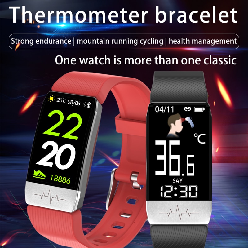 T1 Smart watch Thermometer Body Temperature Measurement smart Bracelet 5 in 1 Heart Rate Smart Band smartWatch Fitness Tracker