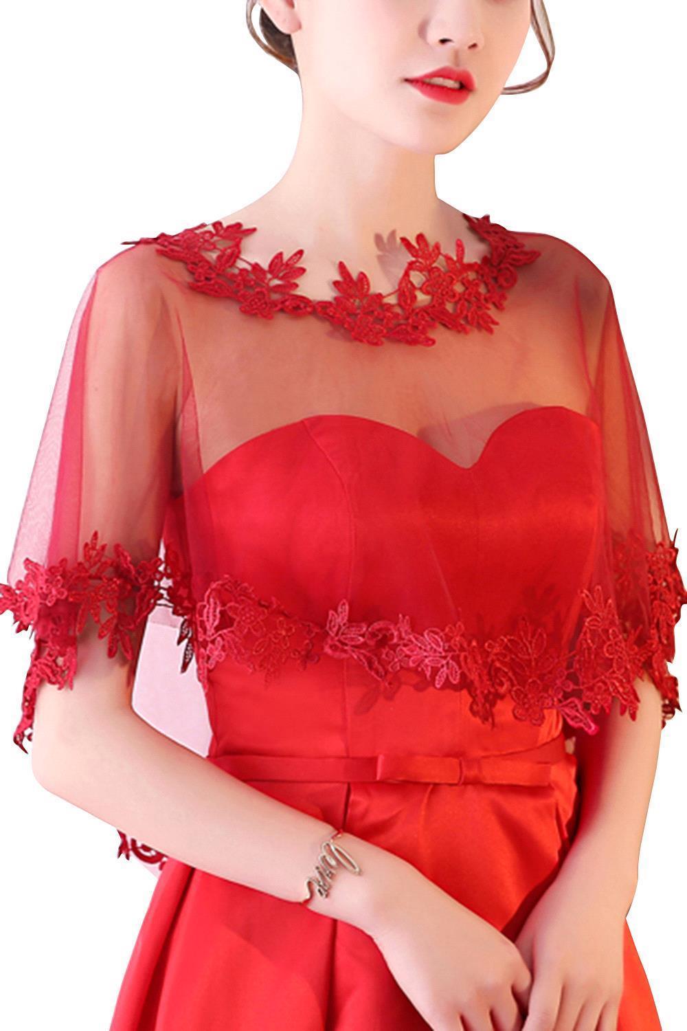 Multi-color Lace Bolero Wraps Women Bridal Cape Lace Female Shawl Evening Party Capes Short Bridal Wrap Wedding Accessories: burgundy