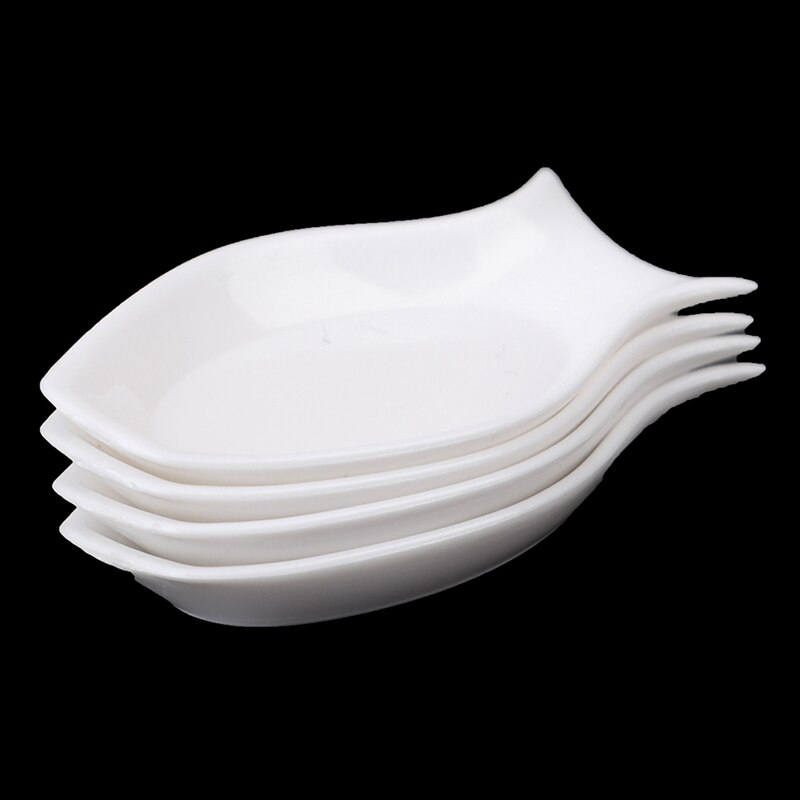 4Stck dauerhaft Mini Fisch bilden Lebensmittel Weiß Gerichte Geschirr Mini Puppe Haus Zubehör Puppenhaus Tabletts Platten Puppe Küche Spielzeug