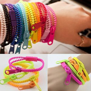 10 teile/los Neue Postleitzahl Armbinde Armbinde Dual & Einzigen Farbe Metall-reißverschluss Armbinde Leuchtstoff Neon- Kreative Armbinde für frauen