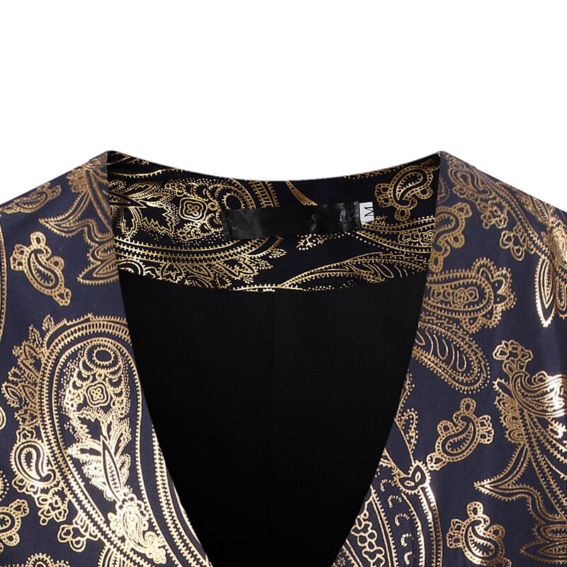 Guld paisley steampunk jakkesæt vest mænd gilet homme kostume slim fit enkeltradet vest mænd dj club party smoking veste mænd