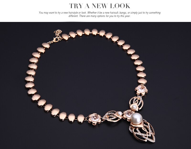 Vrouwen Crystal gesimuleerde parel Ketting Oorbellen Armband Ring Wedding Party Kostuum Afrikaanse Kralen Jurk Accessoires Sieraden Set