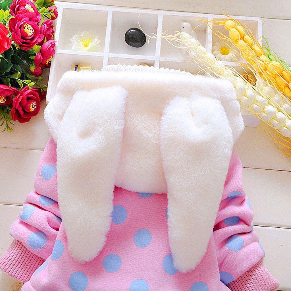 Winter Peuter Kids Baby Meisjes Fleece Jas Dikke Konijnenoren Hooded Uitloper Warm Baby Kids Peuter Meisjes Jassen Jas Kleding