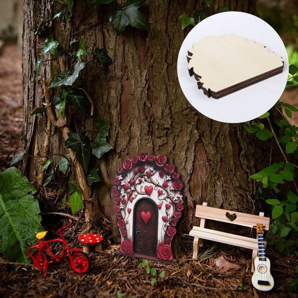 Nuove figurina di porta di gnomo di fata in legno artigianato fatto a mano elfo porta arte statua micro paesaggio Fata giardini porte decorazione del giardino