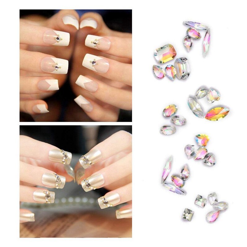 1Box Nail Art Kristallen Steentjes 3D Nail Rhinestone & 2 Stuks Stof Borstel Elektrische Molen Gewijd Reinigingsborstel