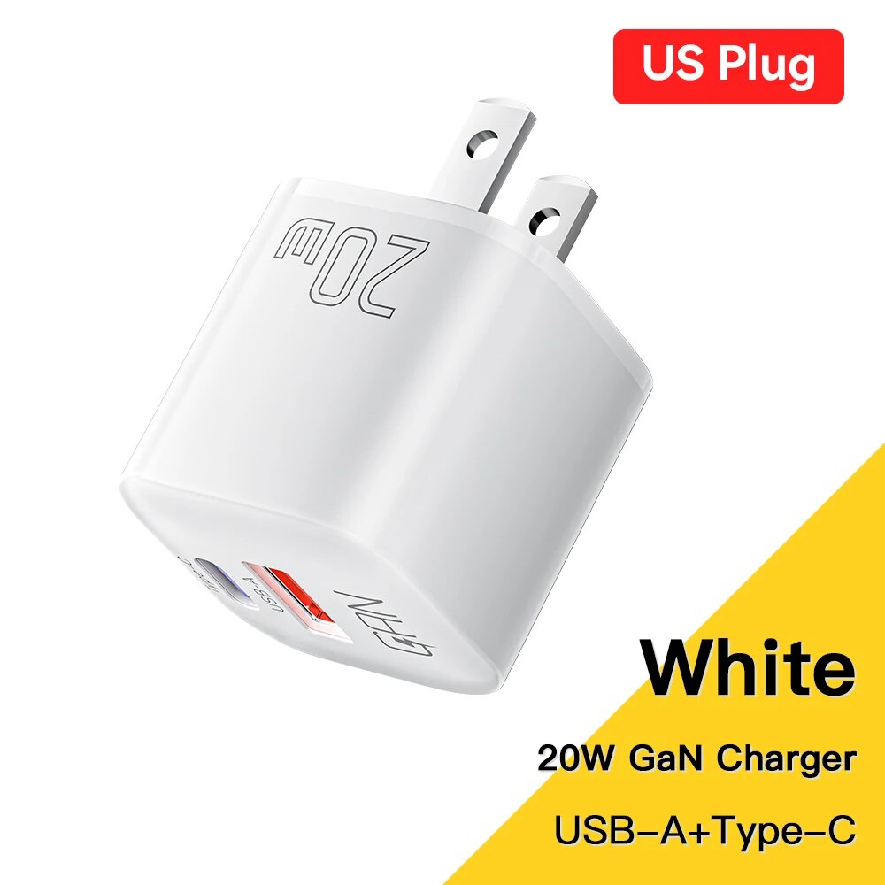Essager 20W GaN USB tipo C cargador PD carga rápida teléfono QC 3,0 cargadores rápidos para iPhone 14 13 12 11 Pro Max Mini iPad carga: US