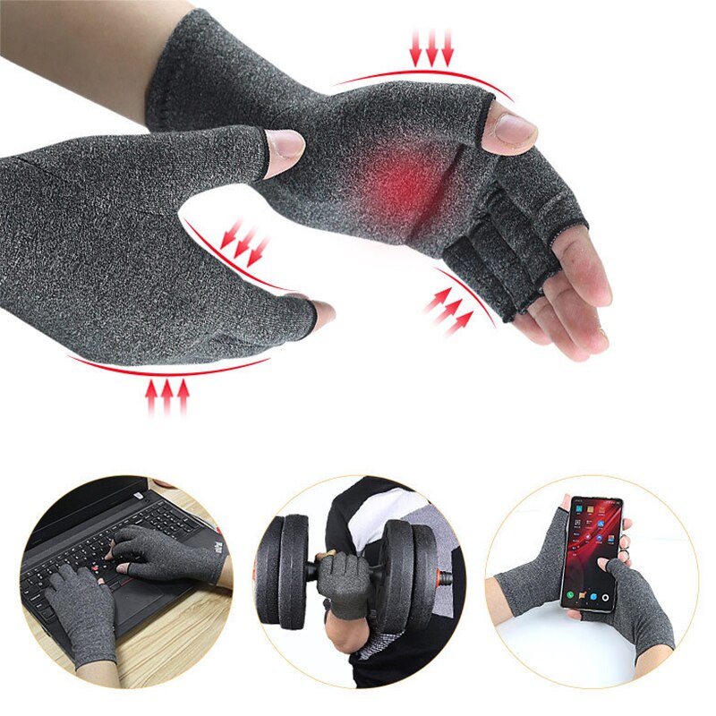 Therapie Kompression Handschuhe Unisex Abgabe Nicht-Slip Druck Handschuhe Half Finger Fitness Handschuhe Arthritis Joint Pain Relief