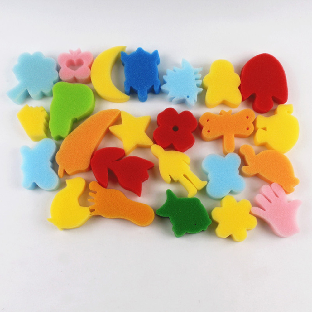 24Stck freundlicher Malerei Schwamm DIY Malerei Werkzeug Bunte Sortierte Schwamm freundlicher DIY Malerei Kunst Handwerk Bildung Spielzeug