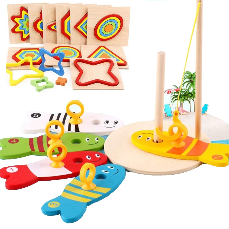 8 Teile/satz Holz Angeln Digitale Spielzeug Baby Fisch Set Spalte & Kinder Montessori Puzzle Sortierung Mathematik Steine Pädagogisches Spiel Spielzeug