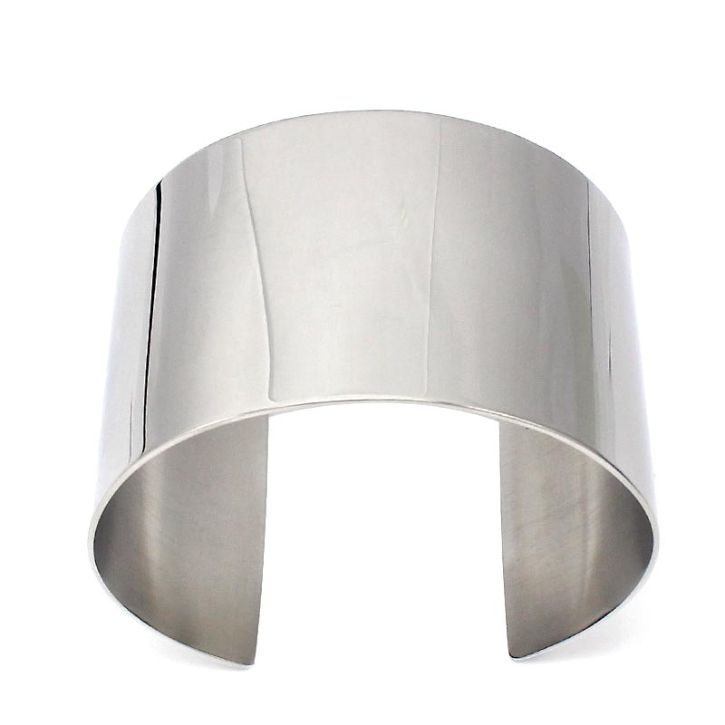 COUYA Stainless Steel Wide Blank Plain Shiny Arm Cuff Bangle Bracelet Hiphop Punky Jewelry Ladies Jewelry