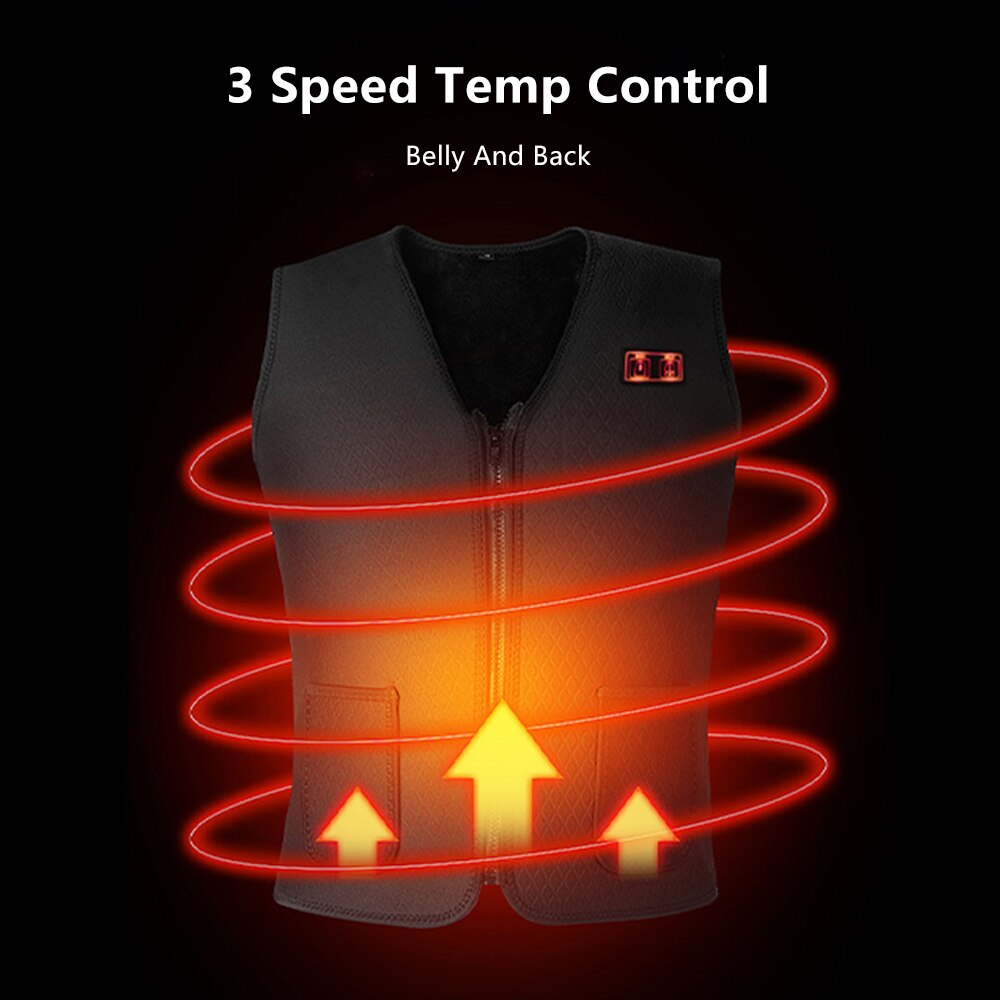 Heating Vest Warmer 3 Speeds Adjustable Temperature 7 Heating Zones USB Powered Rechargeable Thermal Waistcoat Winter Warm Fever