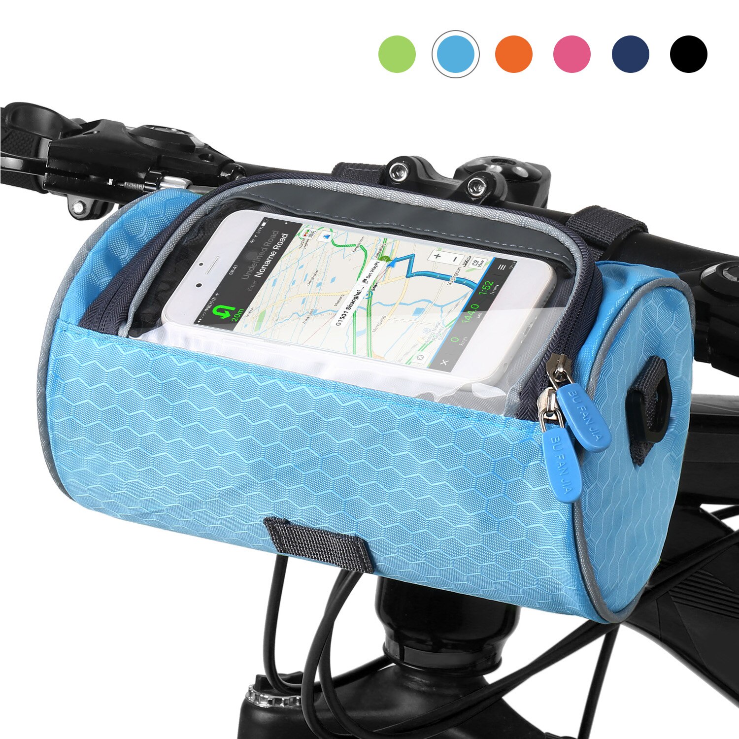Vandtæt cykelstyrtaske cykeltasker berøringsskærm telefonholder taske pakke skuldertaske mtb cykeltasker taske: Blå