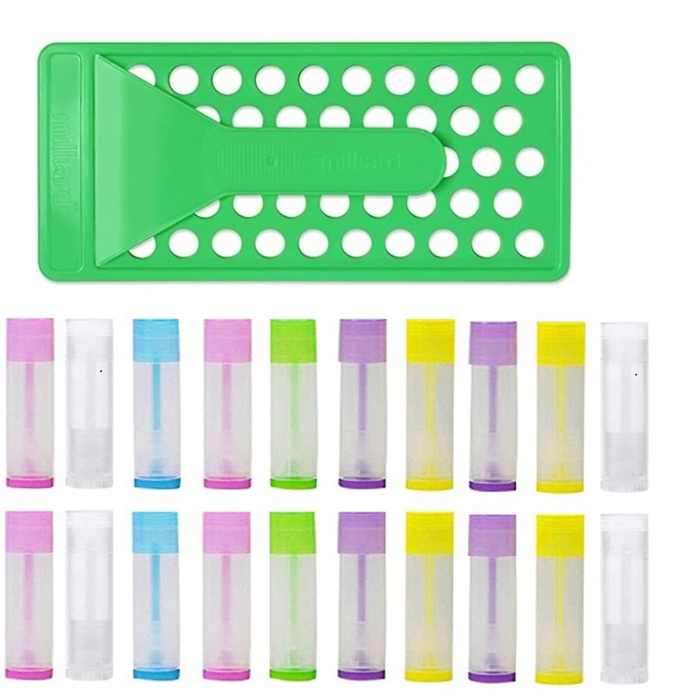 Kit de fabrication de baume à lèvres, 1 pièce, spatule à plateau de remplissage et 50 pièces de Tubes de baume à lèvres vides de 5g, utilisés pour le bricolage, faire du baume à lèvres naturel: Multicolor