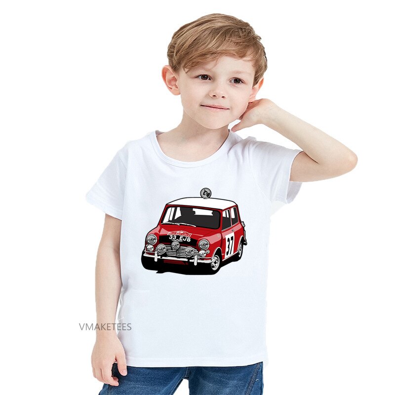 Zomer Meisjes & Jongens Korte Mouw T-shirt Paddy Hopkirk Mini Cooper S Print T-shirt Baby Kids Grappige Auto kleding