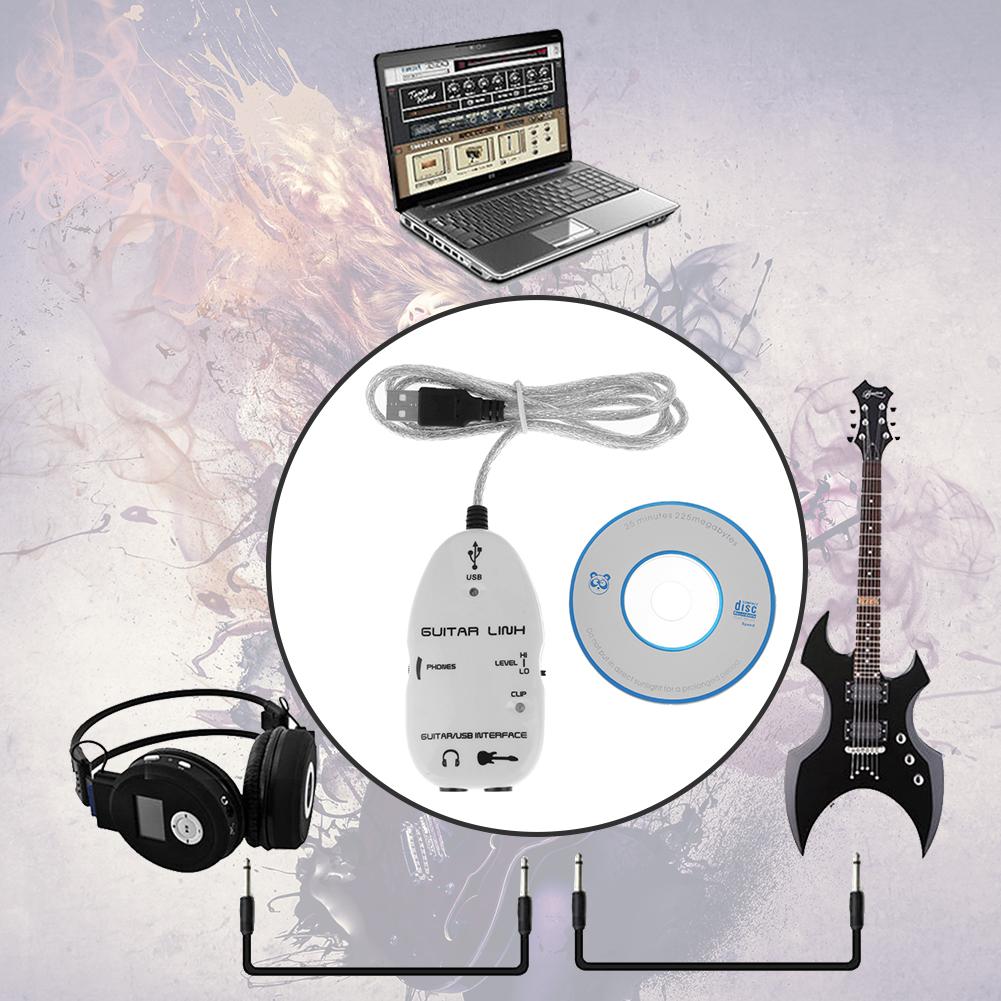 Elektrische Gitaar Naar Usb Interface Link Audiokabel Muziek Opname Adapter Voor Pc Gitaar Naar Usb Sound Player Geluidskaart effector