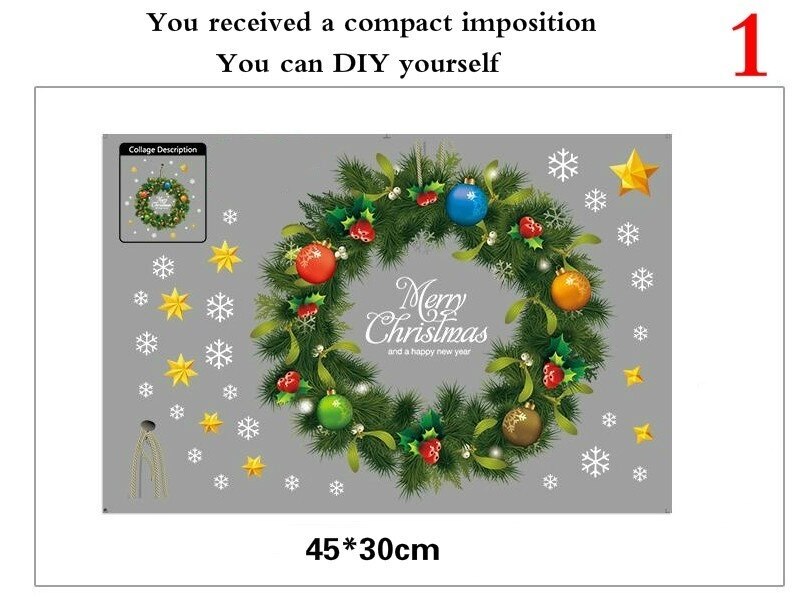 Söt älg jul väggdekaler fönster glas festival dekaler santa väggmålningar år juldekorationer för hem: 1