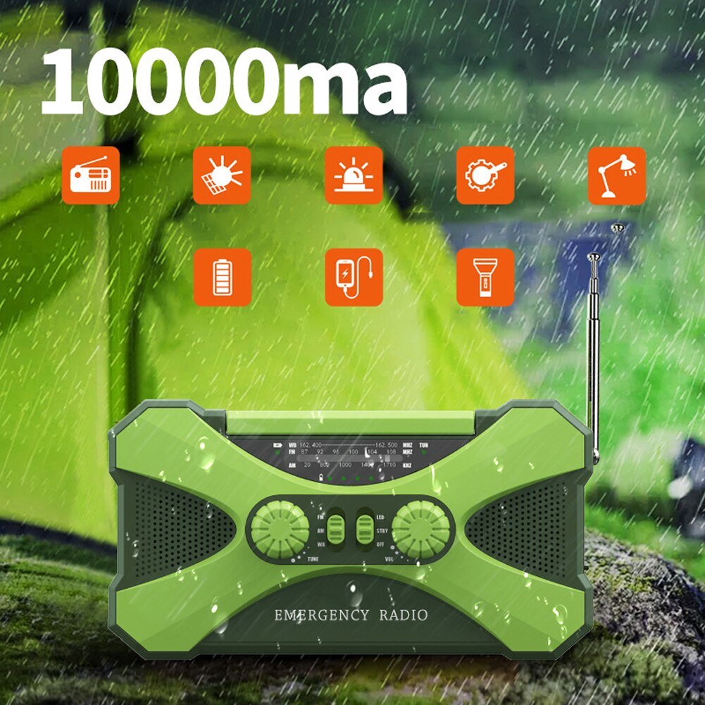 Multifunctional Hand Crank Electric Generator Portable Radio AM/FM/NOAA Emergency Radio USB Solar Power Supplys LED Flashlight