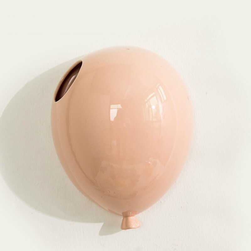Keramische ballon wandhanger vaas taart ijssalon wandvaas kinderkamer wanddecoratie hanger: 13.5 x 9 x 17.5cm roze