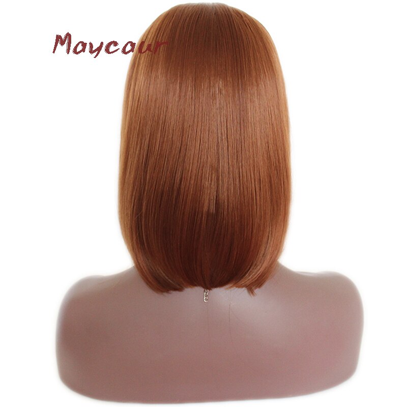 Maycaur Blonde/Oranje Bob Pruiken Voor Zwarte Vrouwen Korte Rechte Synthetisch Haar Pruik: dark orange