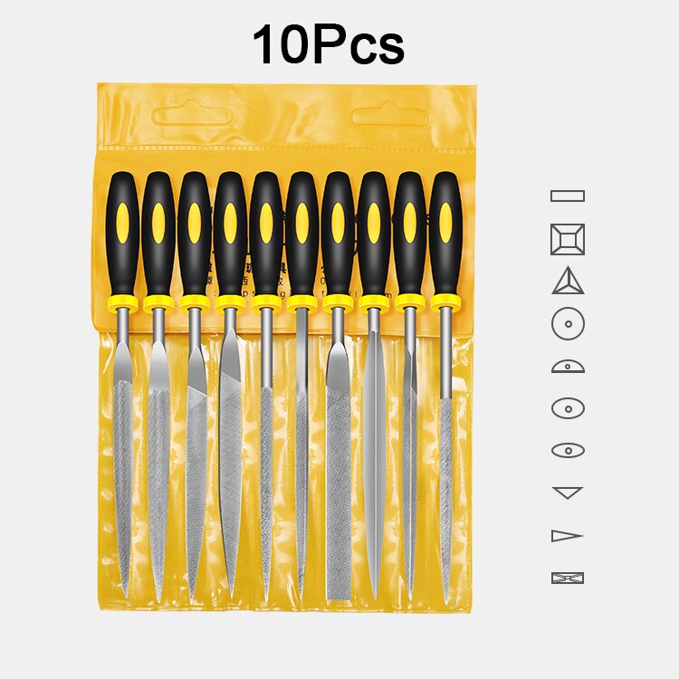 5Pcs/10 Pcs Needle File Set For Jeweler Wood Carving Craft Metal Glass Stone 3 Sizes LS'D Tool: 10Pcs / 180mm