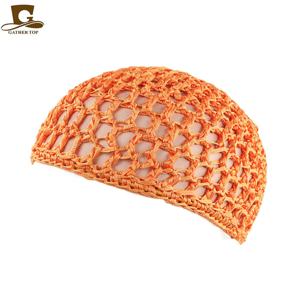 Chapeau de nuit pour femmes, bonnet de nuit, couleur unie, filet, , lot de 10 pièces: Orange