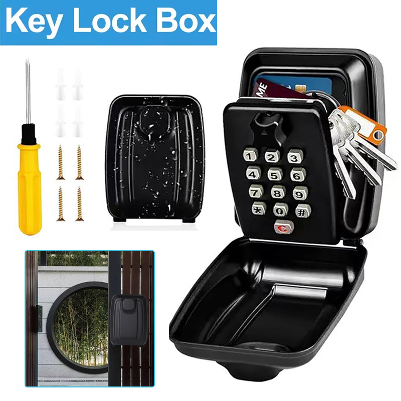 Password Combination Key Lock Box Storage Key Wall Mounted Outdoor Waterproof 12 Digit Security Key Safe Secret Organizer Box