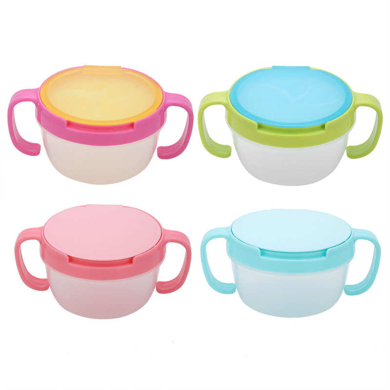 Baby Bowl Children Food Storage BPA Free Dual handle Spill-proof Food Bowl with Flaps Kids Tableware