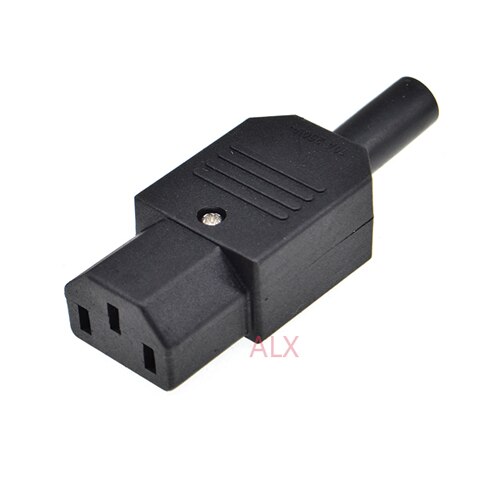 10A US AC250V 10A 3pin IEC C13 Power Supply plug socket Adapter male plug & female jack Rewirable cable wire connector: 1pcs male plug
