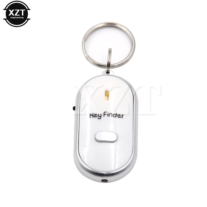 Mini Keychain Key Finder Anti-lost Beeping Whistle Flashing Remote Control By Sound Locator Keyring Tag Tracker: white