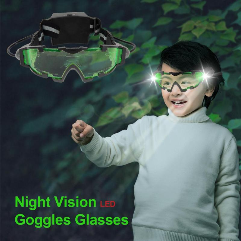 Adjustable Elastic Band Night Vision Goggles Glasses Eye Shield With LED