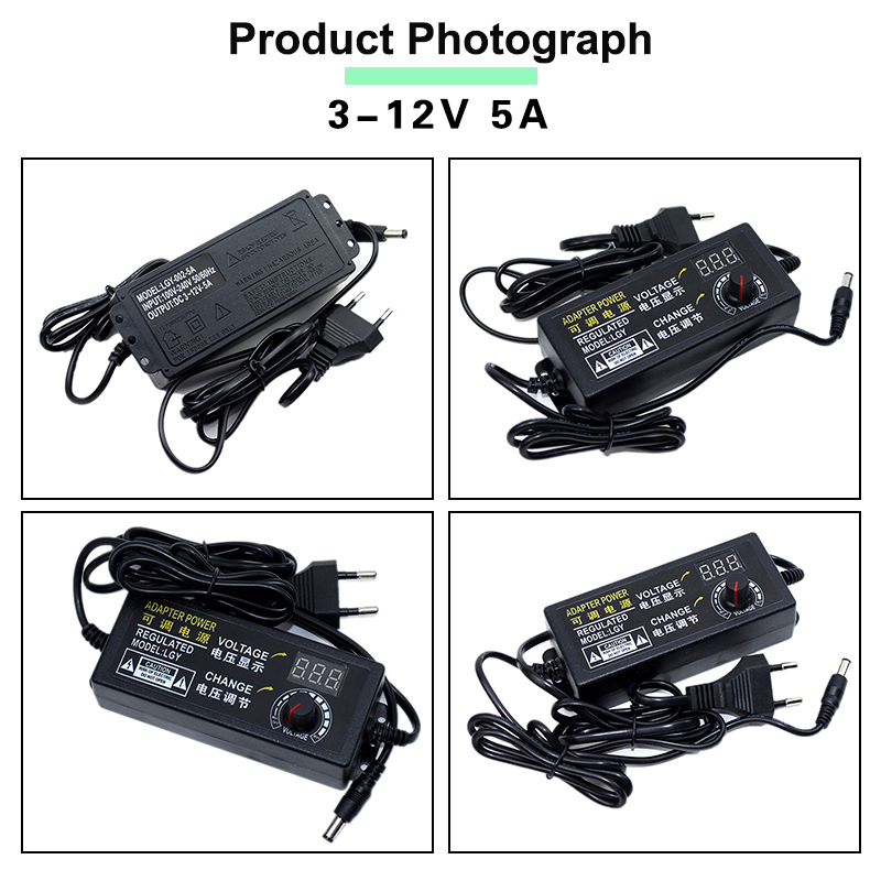 AC DC Adjustable Power Supply 3V 5V 6V 9V 12V 2A 3A 5A 10A AC/DC Switching Powe Supply Adapter Universal 220V To 12V Volt Adapte