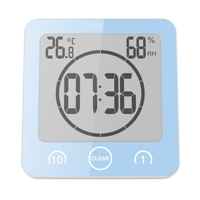 Digital väggklocka dusch sug väggstativ alarm timer temperatur bad väder väggklockor heminredning väggklocka  bb50wc: Blå