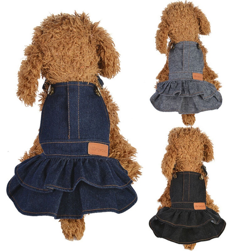 Dog Clothes Three Color Denim Skirt Fashionable Tutu Teddy Youth Beautiful Casual Pet Small Dog Cute Clothes