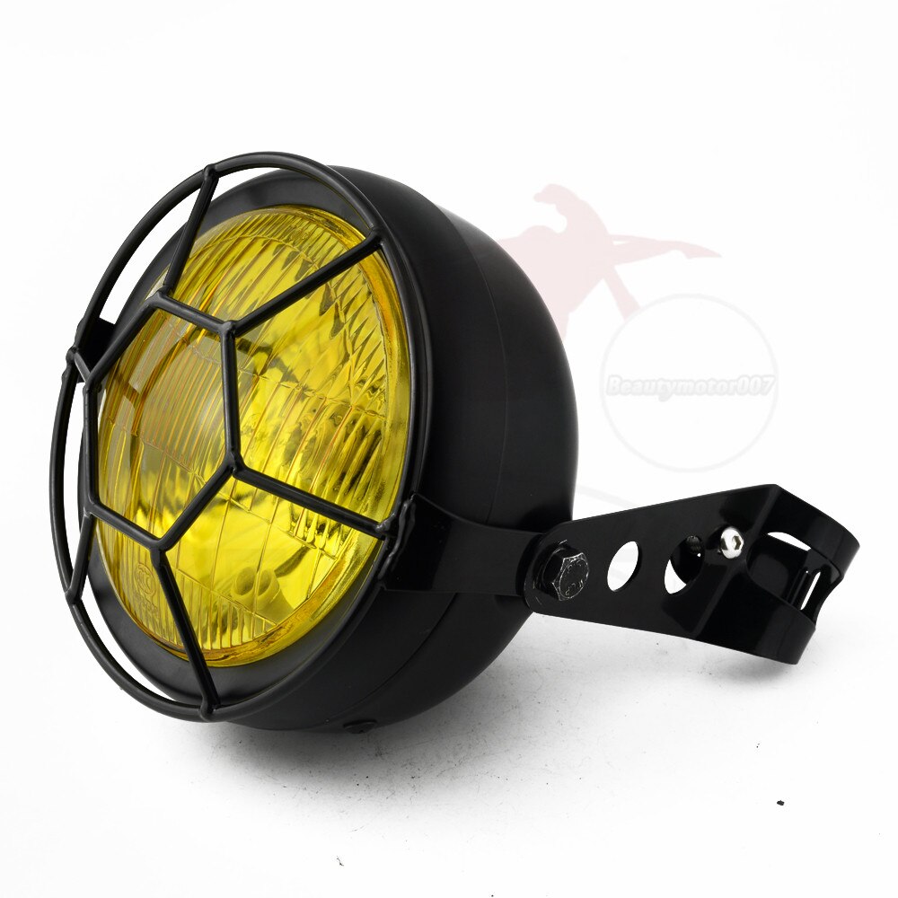 6.5 Inch Retro Motorcycle Headlight Grill Side Mount Cover with Bracket Motorcycle Side Mount Headlight Cover 35-43mm: Hexagon White Set