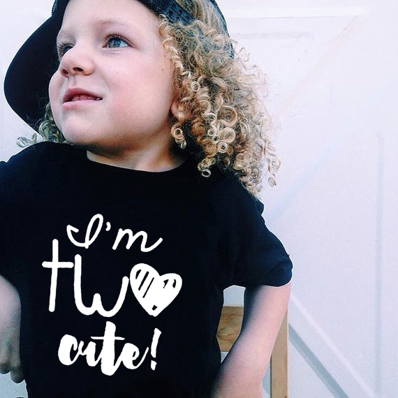 I'm TWO Cute Shirt Birthday T Shirt Newborn Baby Short Sleeve Black Cute Tops Birthday Party Summer Short Sleeve T-shirt Tee