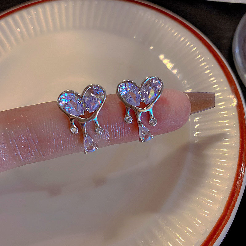 Goth Harajuku Pink Peach Heart Pendant Earrings For Women Egirl Sweet Cool Aesthetic Y2K Accessories Jewelry: Rust Red
