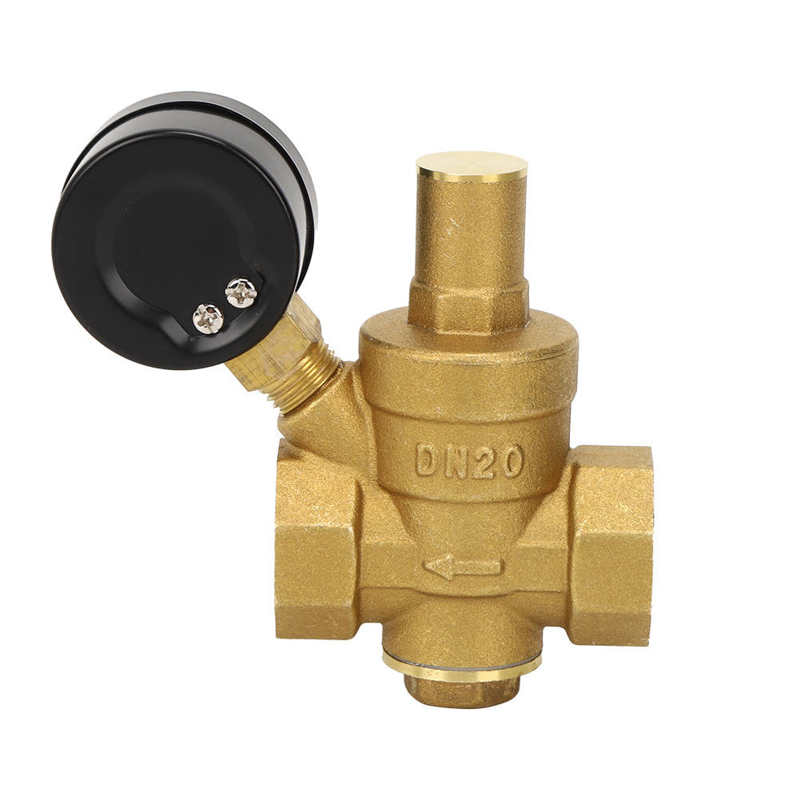 DN20 Brass Adjustable Water Pressure Regulator Reducer with Gauge Meter