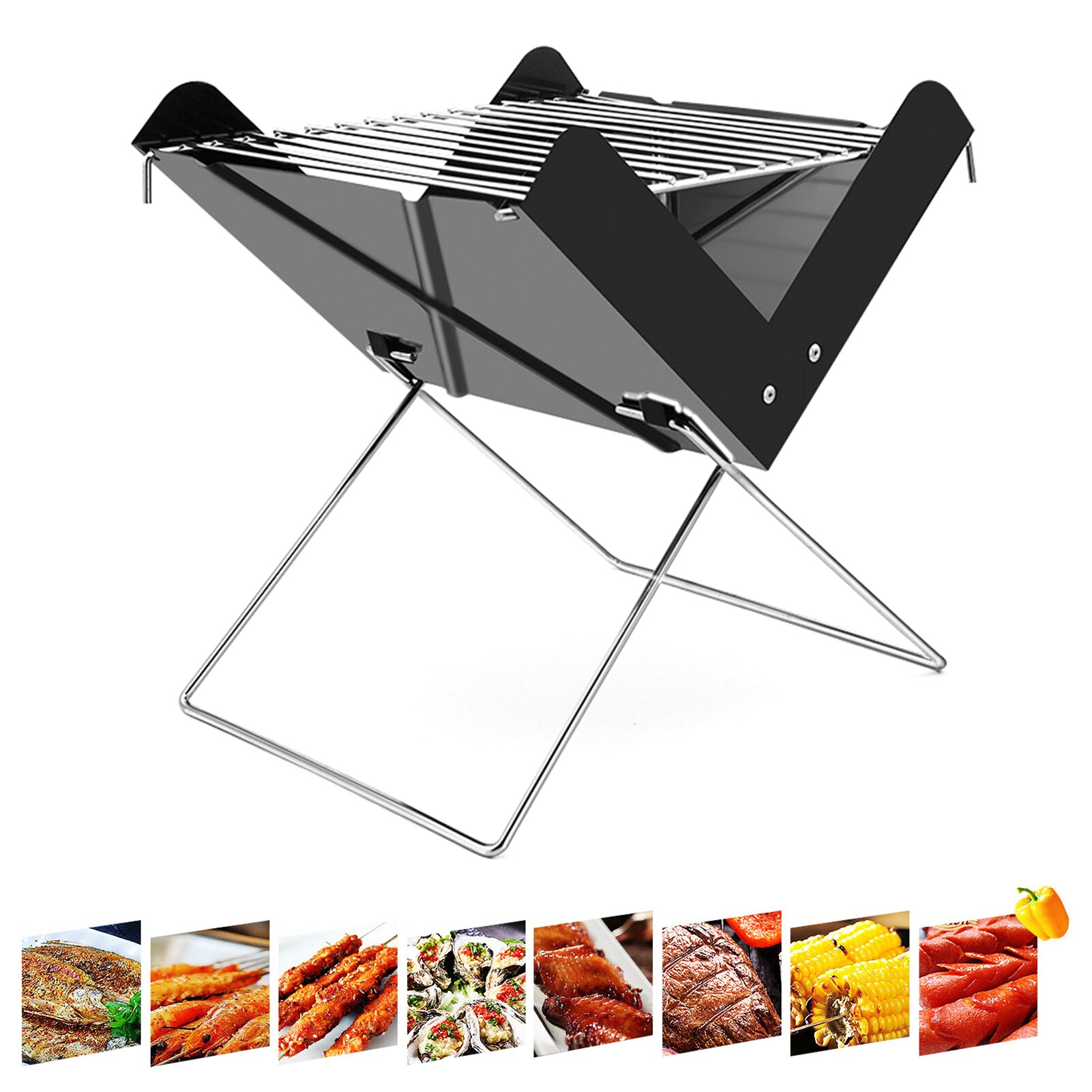 ACWARM HOME Draagbare houtskoolgrill, kleine barbecue houtskoolgrill met roker, tafelbarbecue, grill houtskool voor buiten, tuin, koken, reizen, kamperen (groen
