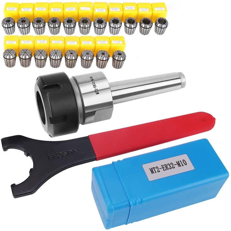 MTB2 MTB3 MTB4 ER16 ER20 ER25 Spring Clamps 9PCS +ER Wrench 1PCS Collet Chuck Morse Holder For CNC Milling Lathe tool