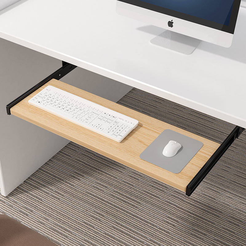 Pöydän alle tarkoitettu näppäimistöalusta, liukukisko, laatikko korkeussäädettävillä pöytälisävarusteilla, sisäänvedettävä hiiren jalusta tietokonetyöasemaan