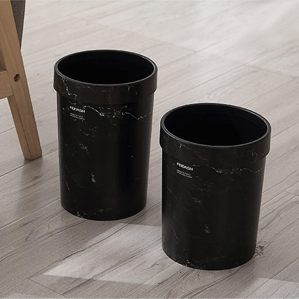 Poubelle à motif de marbre | Poubelle en plastique, bureau, salle de bains, cuisine, poubelle de salon, chambre à coucher, poubelle sans couvercle, Style européen