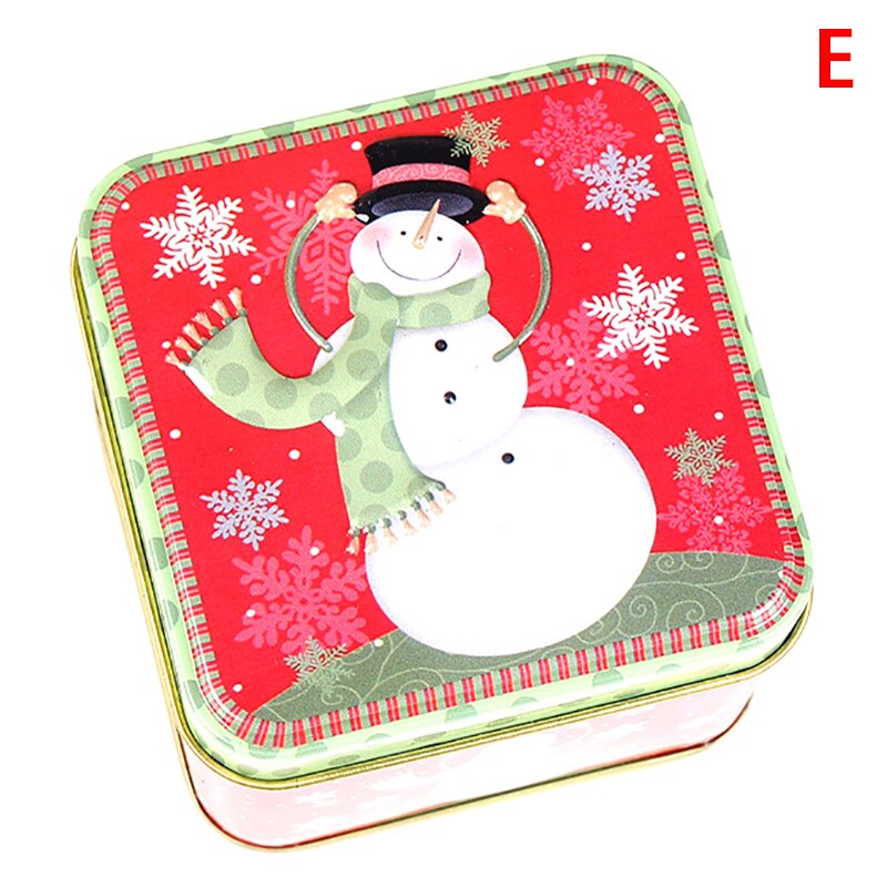 1pc julekasse pakke tin kasse bryllupsfest slik bagning cookies kiks kasse container til xmas holder: E