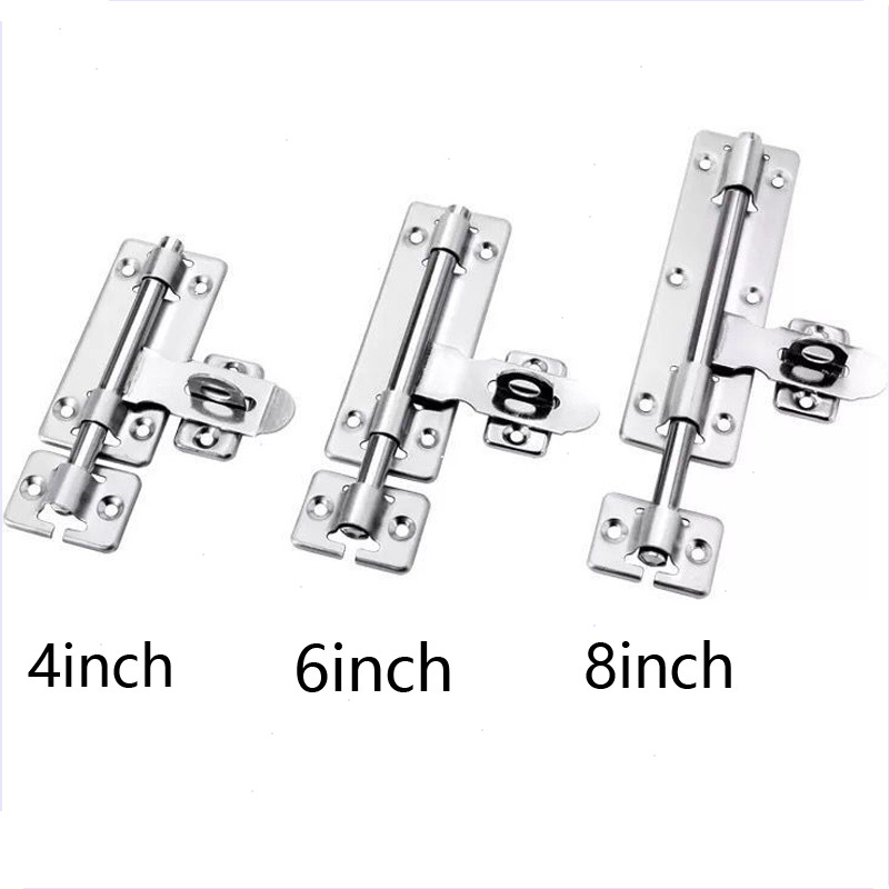 4Inch 5inch 6inch Stainless Steel Hardware Door Lock Barrel Bolt Latch Padlock Clasp Set Brushed Stainless Steel