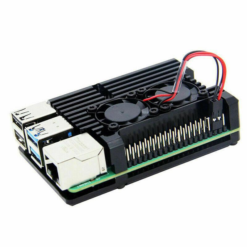 Raspberry Pi 4 Aluminium Case Met Dual Koelventilator Metalen Shell Zwarte Behuizing Voor Rpi 4 Model B