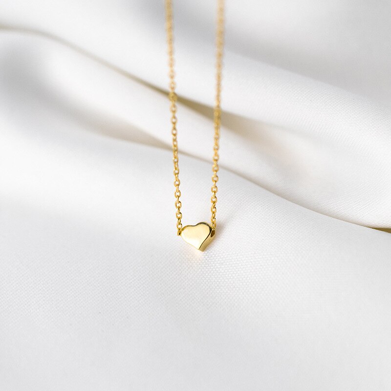 41cm-44.5cm collane in argento 925 donna argento lucido Fine 925 gioielli per donna ciondolo a cuore collana a catena femminile sul collo