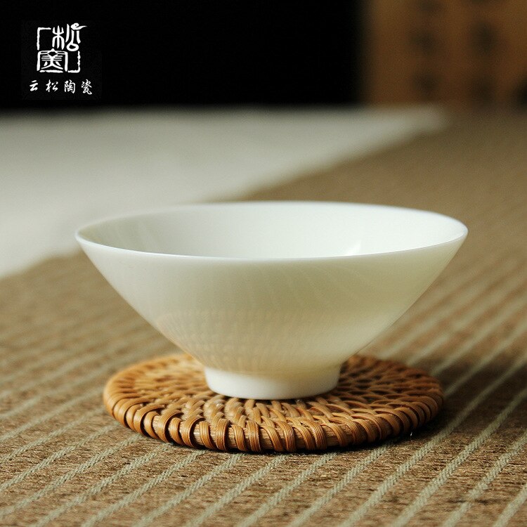 Keramisk keramisk hvid tesæt mester kop bambus-hat type kop te kop jade porcelæn tekop keramisk tekopper te sæt siteel: Tekop 1