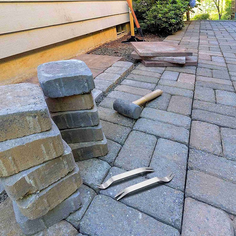 4Pcs Stainless Steel Skid Plate Snap Nail Lifter, Paver Extractor Tool Removal Raised Brick Settling Tool (185X22mm)