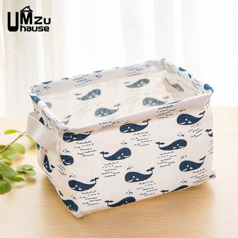 Katoen Linnen Dozen Cosmetische Make Organisatoren Flamingo Eenvoudige Magazijnbakken Home Office Organisatie Meisjes Bureau Tafel Fold Case: Small fish