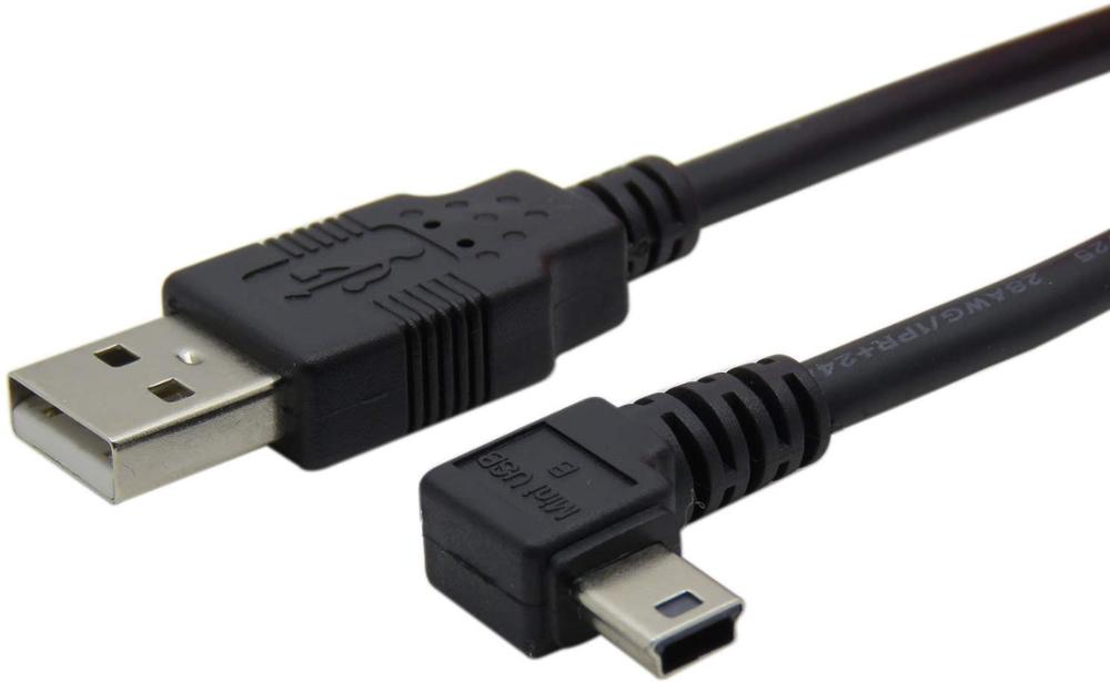USB A male to Mini USB B 5Pin Male Right Angle Adapter Data Charge Sync Cable for phones MP3 players tablets cameras: Left Angled