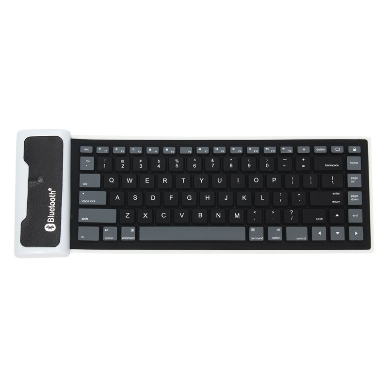 Portable Bluetooth Wireless Soft Silicone Keyboard for Laptop for IPad Smart Phone Keyboard Foldable Waterproof Universal: Black